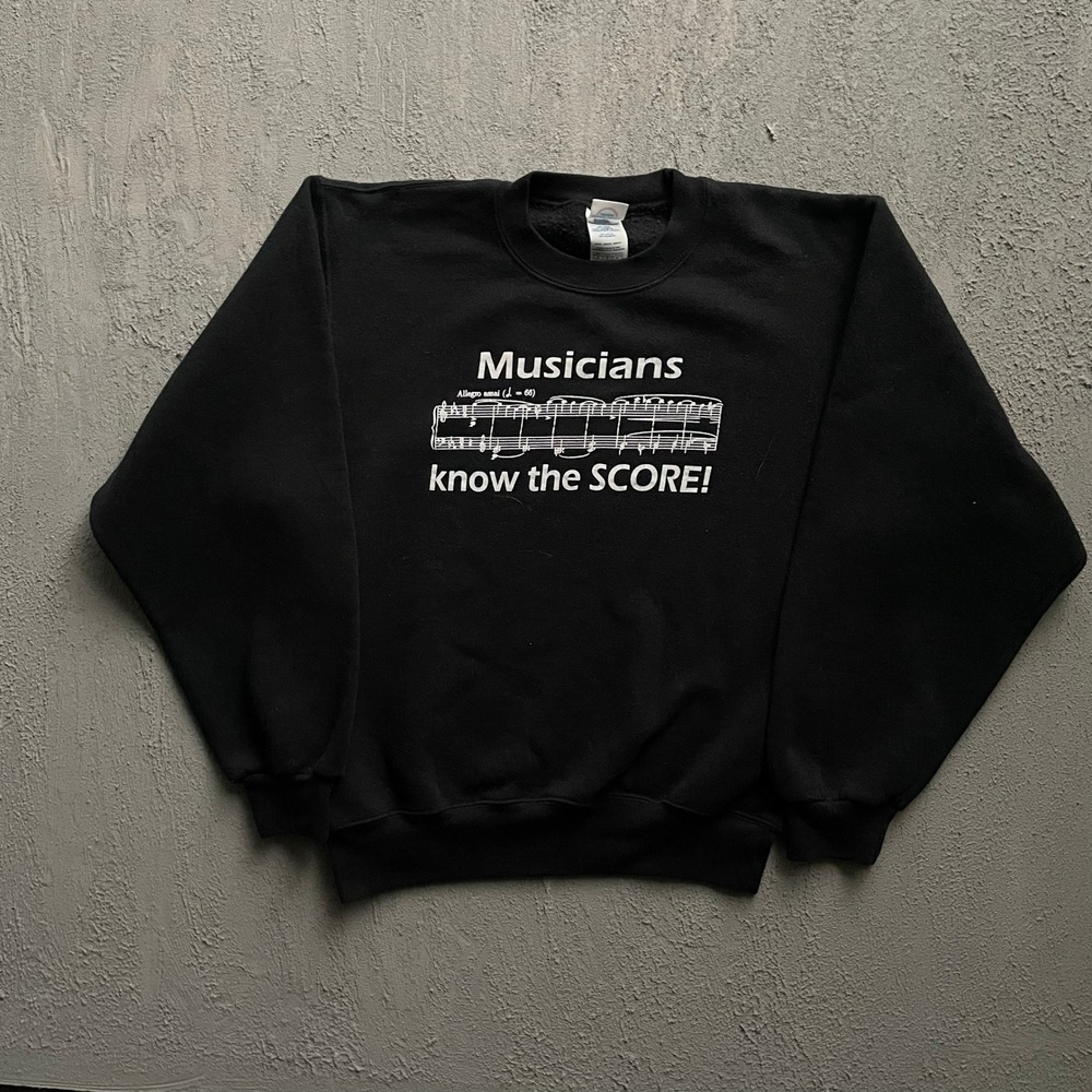 Vintage Musicians Know The Score Sweatshirt Men Small Black 1990s Delta